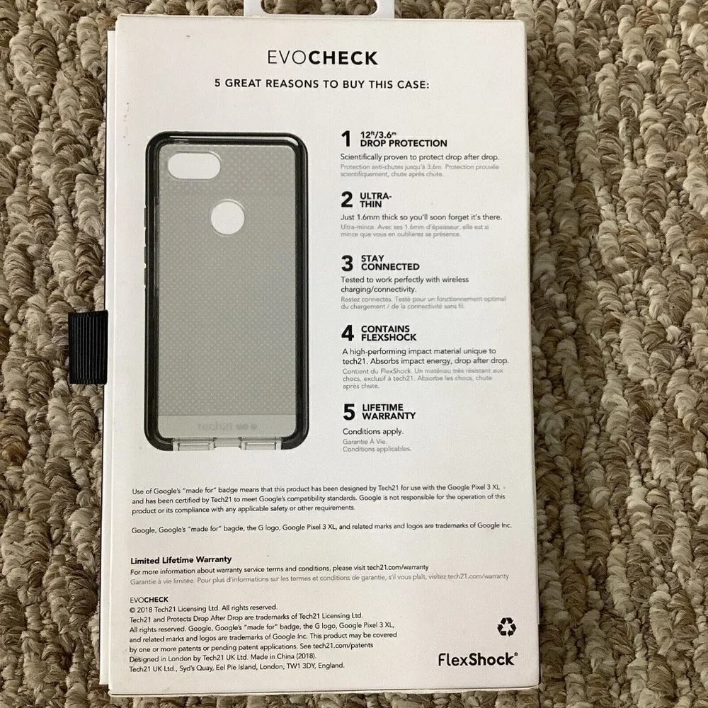 Tech21 Evo Check Protective Case with Drop Protection for Google Pixel 3 XL